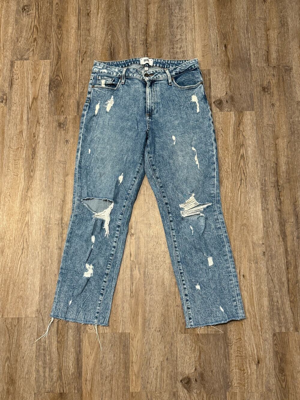 PAIGE Women's Noella Straight-Leg Frayed-Hem Jeans Size 28
